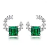 Baumelnde Ohrringe aus echtem 925er-Sterlingsilber mit Ursprungs-Smaragd-Edelstein-Ohrring für Frauen, feine Aros-Muje-Oreja-geometrische Tropfen-Frauen-Box