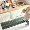 Tapis vert géométrique PVC cuisine tapis imperméable à l'huile tapis tapis pour salon anti-dérapant porte plancher entrée paillasson