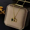 diamond inlaid Clover Necklace feminine temperament girls' advanced sense double-sided shell pendant clavicle chain