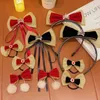 Hair Accessories Year Children's Collection Autumn Winter Celebration Red Clips Headwear Cute Girl Bow Versatile Circles