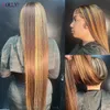 Highlight Straight Bundles With Frontal Remy Human Hair Lace 13x4 Brazilian 4 PCS 231221