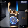 Tändare Creative Watch Jet Cigar Lighter Gas Refill Torch Turbo Windproof Metal Blue Flame Butane Men Röker Gadgets Drop Delivery Dhha8