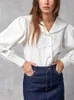 Women's Blouses Blouse For Women 2023 Embroidery Trim Sailor Collar Single Breasted Loose Elegant Sleeve Shirt