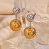 Stud Earrings Trendy PVD Gold Plated Ball Dangle Drop Stainless Steel For Women