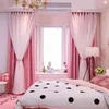 Rideau coréen Double rose princesse rideaux pour salon creux étoiles dentelle rideau pour chambre ombre rideau Tulle tissu chambre approvisionnement 2