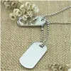 Dog Tag Carta d'identità 100 Pz / lotto Blank Acciaio inossidabile Esercito militare Tag Superficie a specchio Incisione laser Moda Uomo Pendenti Drop Delive Dh5Cw