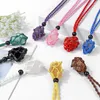 Colares Pingente Natural Cura Cristal Colar Irregular Fluorite Raw Stone Net Bolso Yoga Jóias Para Mulheres Homens Família Presente