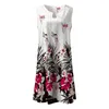 Casual Dresses Summer For Women 2023 Floral Print Beach Mini Dress Kvinnlig ärmlös Hålig ut sundress Vestidos Para Mujer