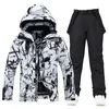 -30 Fashion Men's and Women's Ice Snow Suit Wear Waterproof Winter Costumes Snowboarding Clothing Ski Jackets Strap Pants 231220