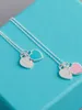 2024 Designert-Home Love Necklace Women 925 Sterling Silver Red Heart Oil Dripping Emamel Blue Collar Chain Double Pendant 1