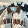 Męskie bluzę z kapturem amerykańska jesień i zima litera osobowości w stylu vintage Diamond Checker Coat Men Street Lose swobodne top y2k
