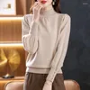 Pulls pour femmes Femmes élégant bouton tricoté pull automne hiver vintage demi-col roulé bas pull tout-match décontracté à manches longues