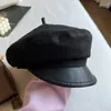 Beretti 202311-PS INS Chic Autumn Fashion Street Pu Brim Sboy Ottagonal Hat Men Women Visor Cap Wholesale all'ingrosso