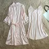 Vrouwen Nachtkleding Zacht Gewaad Sets Vrouwen Zijdeachtig Satijn Kimono Jurk Bruids Bruiloft Sexy Intieme Lingerie Nachtkleding Losse Homewear