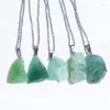 Naszyjniki wiszące 12pcs naturalny surowy kamień mineralny zielony fluoryt fluoryt kryształowy łańcuch stali nierdzewnej Hurtowa