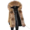 Homens jaqueta de inverno homem casaco de pele real longo parka impermeável para tempo frio com gola de guaxinim roupas 231220