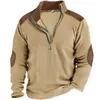 Hoodies masculinos moletom tático militar roupas soltas retalhos cor zíper gola quente outwear manga longa masculino topos