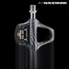 Racework Road Bike Lock Pedal Ultra-Light Carbon Fiber Texture Self-Locking Aluminium Paddelager Pedal R550 med SPD LOCK 231220