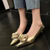 Sandals Champagne Rose -2023 Spring Pointy Head Shallow Mouth With Temperament Socialite French Kitten One-shoe Woman