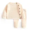 Autumn Winter Baby Girls Meninas de cor sólida Cloths Roupess Suit Ins Infant Sweater Pijama Conjunto 231221