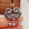 Ketten 925 Silber aushöhlen Pfingstrose Blume Quaste Halskette für Frauen verstellbar und exquisite lange Ruyi Schloss Anhänger Retro-Stil Schmuck