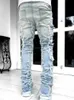 Mode Borduren Patchwork Bruin Baggy Mannen Jeans Broek Mannelijke Y2K Kleding Rechte Hip Hop Katoenen Broek Pantalon Homme 231220