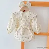 Vestidos de menina Camisa de outono da primavera Cute de algodão longa vestido de estampa de flor de menina bebê garotinha Romper irmãs combinando roupas roupas de roupa