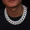 Anpassade hiphop -smycken 28mm 18k Guldpläterad mässingsprutning Baguette Cz Diamond Iced Out Cuban Link Chain Halsband för män