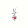 2024 Designer T Family 925 Sterling Silver Love OT Buckle Heart Shaped Pendant Necklace Tie Liten Crowd Collar Chain