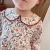Vestidos para meninas meninas vestido de princesa floral primavera e outono gola boneca infantil manga comprida estampa doce WTA18