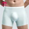 Cuecas 3d modelo homem bolsa elástica roupa interior seda gelo macio cintura baixa boxers verão respirável melhorar exercício pacote lingerie