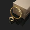 Designer original de luxo Full Diamond B Snake Ring Bangles Bracelets 18K Gold Silver Rose Logo GrAve Women Girl Loves Jóias de casamento Conjunto de festas Lady Party Gifts 6 7 8