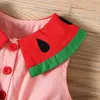 Girl's Dresses New Summer Baby Girl Watermelon Print Pattern Round Neck Sleeveless Dress + Crossbody Bag Girls Cute Splicing Fashion Dresses