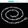 Chains Daifuni Real S925 Sterling Silver Men European Style Necklace 4/5 MM Width Beaded Bamboo Fashion Curb