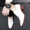 Dress Shoes Man Spring White Wedding High Heels Red Office Business Oxfords Male Leather Formal Luxury Pointed Footwear