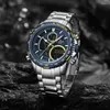 リストウォッチデュアルディスプレイQuartz Men For Luxury Top Brand Sports Timing Waterproof Clockステンレス鋼ストラップリロジHOMBRE