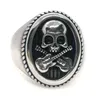 5pcs Taille 7-14 Golden Silver Skull Guitar Ring 316L en acier inoxydable homme Biker Rock Music Skull Ring198J