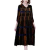 ZUOMAN Jacquard Patchwork Samt Kleid Vintage Frühling Und Herbst frauen Langarm Elegante Mode Koreanischen Stil Kleidung 231220
