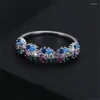 Cluster Ringen Mode Kleurrijke Kristallen Ring Voor Vrouwen Zilver Kleur Met Vrouwelijke Charme Bruids Bruiloft Sieraden Cadeau