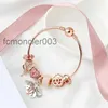 Original Pandoras Fashion S925 Silver Rose Gold Charm Beads Heart Lock Bangles Women Chain Letter Armelets Smycken Holiday Gift B266G A55O