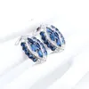 Sets Sier Blue Zircon Jewelry Sets Bridal Pendants Stone Bracelets Rings Earrings Necklace Set for Women Wedding Jewelry