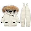 Qaoerde Boy Coat 2pcsセット子供たちをジャケットダウン冬の女の子スノースーツファーカラーウォームキッズパーカー1-4年231221