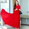 Klänningar vit vintage maxi sommarklänning kvinnor 2022 chiffon vestidos elegantes para mujer långärmad röd tunik avslappnad balklänningar för