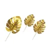 Wreaths Decorative Flowers 15pcs Simulation Monstera Silk Palm Leaves Fake Gold Bush Grass Fern Bushes Faux Shrubs Greenery