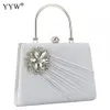 YYW Sqaure Shape Wedding Evening Bag For Women Rhinestone Flower Gold Vintage Modern Night Purses Female Evening Party Handbag 231220