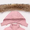 Boy bambino tute inverno inverno giunta turista calda per bambini parka cappa con cappuccio da neve neve neve per bambini abbigliamento set 231221