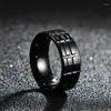 Cluster Ringen Punk Heren Ring Roestvrij Staal Voor Mannen Minimalistische Trend Zwarte Kleur Band Graan Vinger Accessoires Sieraden Party Groothandel