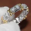 Hela professionella evigheten Diamonique CZ Simulerade Diamond 10kt Whiteyellow Gold Filled Wedding Band Cross Ring Size 5-11289i