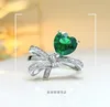 Bagues de cluster Bague d'arc 925 Bijoux en argent européen et américain léger luxe haut de gamme sentiment de niche design mariage vert en gros