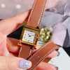 Classic 26mm Women Quartz Watch Heure Duas camadas de couro quadrado Digital Digital Watch para Lady Zircon Sapphire Clock2904